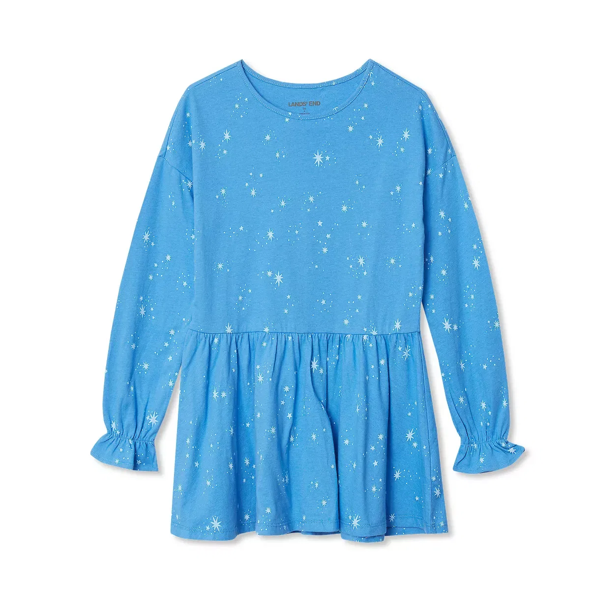 Детское платье-туника с длинным рукавом Lands' End, Blue Starburst