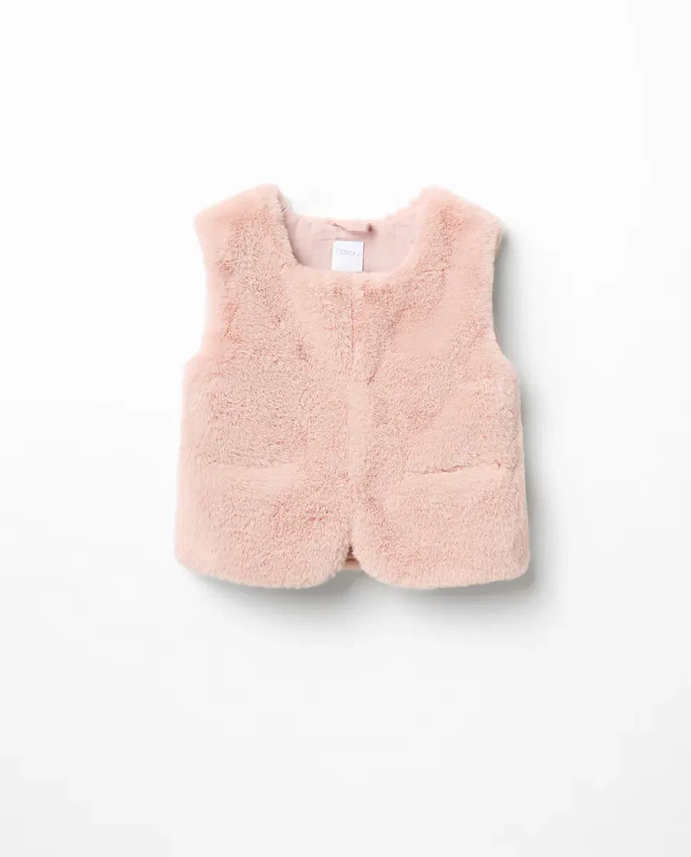 Детское пальто из искусственного меха для девочек Sfera, 200 Rosa