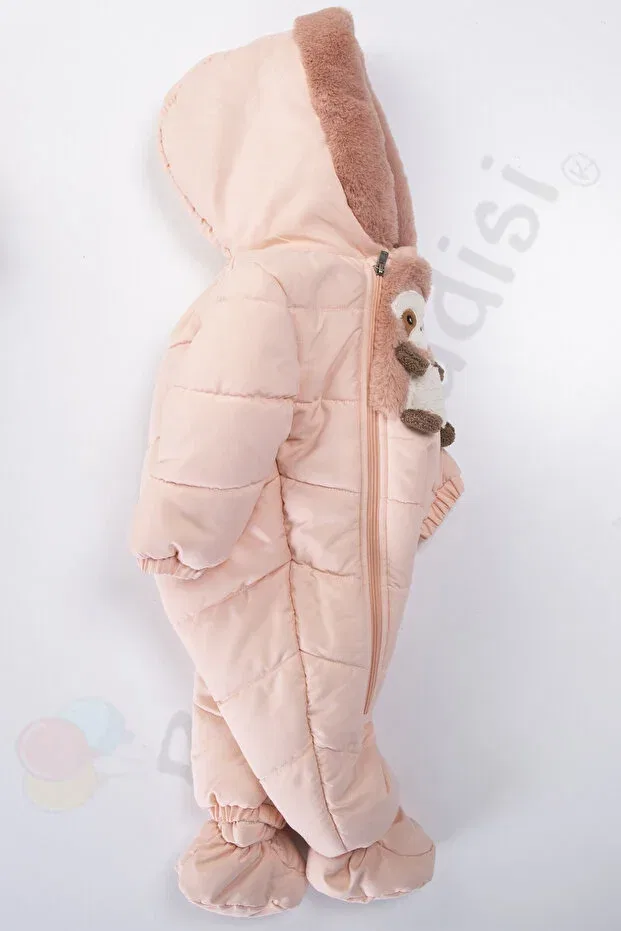Детский комбинезон-скафандр с принтом Panda Inside Plush Booties Snow K Hooded Winter Girl Boy Baby Astronaut Jumpsuit Cosmonaut Coat Children Bebek Vadisi, Pink — фото 2