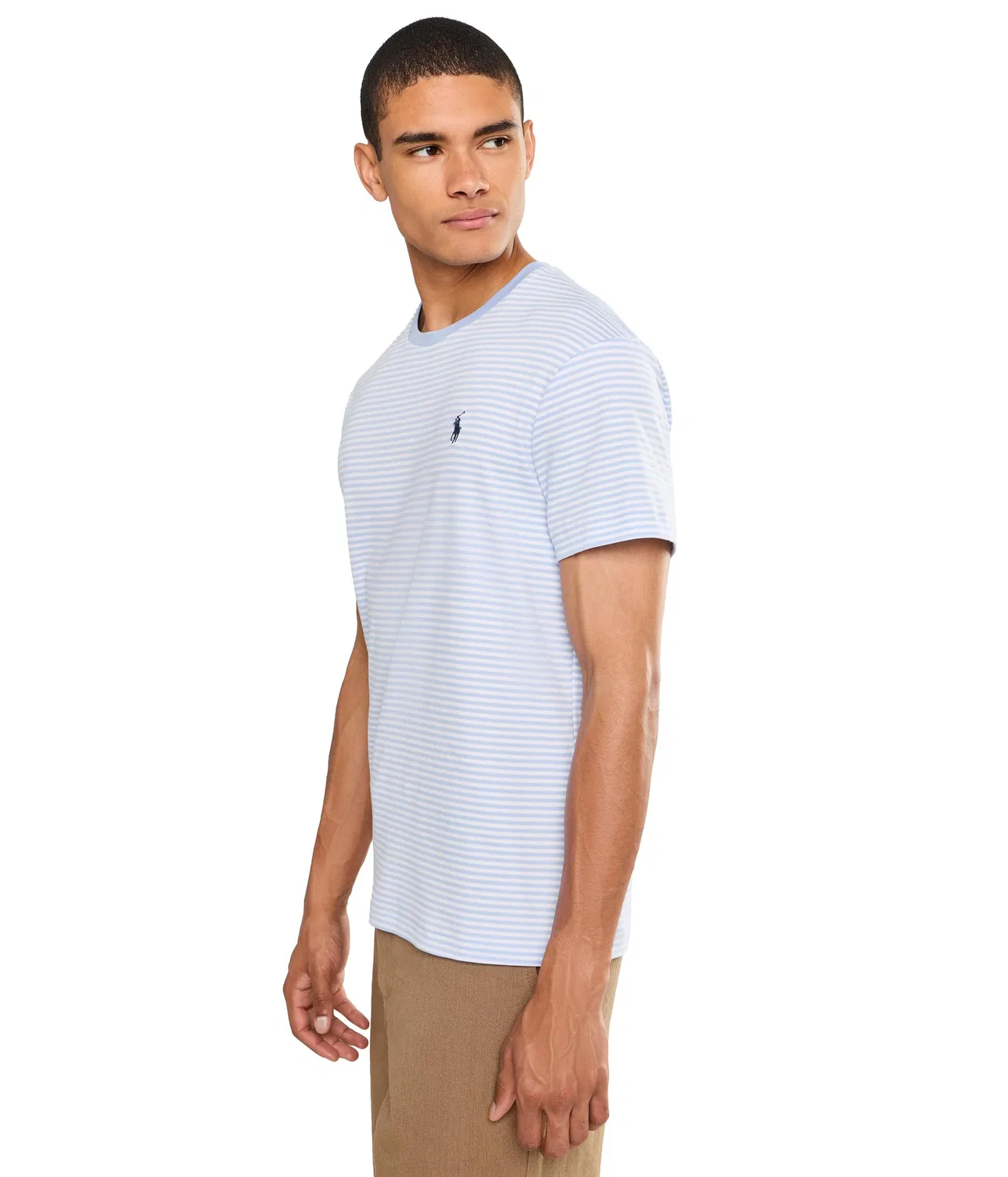 Футболка из мягкого хлопка приталенного кроя Polo Ralph Lauren, Pebble Blue/White — фото 3
