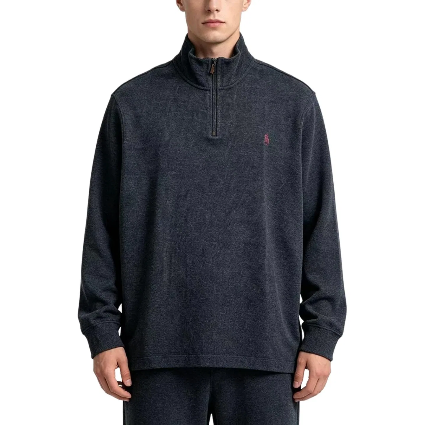 Мужской свитер с воротником-стойкой, серый, Polo Ralph Lauren