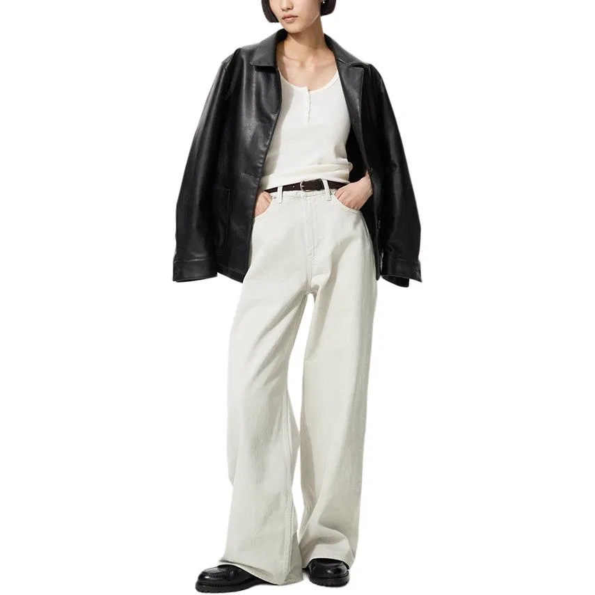 Женские джинсы прямого кроя Light Gray UNIQLO, Светло-серый