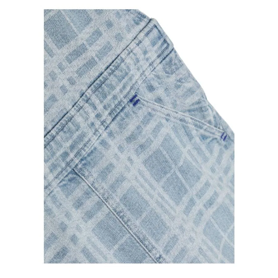 Платье джинсовое с принтом Martine Checked Denim Dress Burberry, Pale Blue Ip Check — фото 4