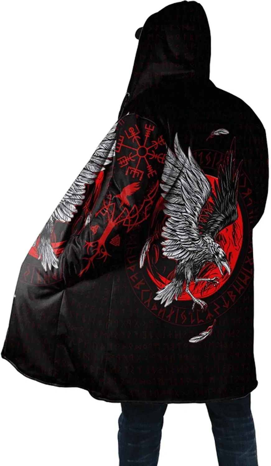 Мужское зимнее пальто с капюшоном Odin Raven Cloak, чёрный — фото 2
