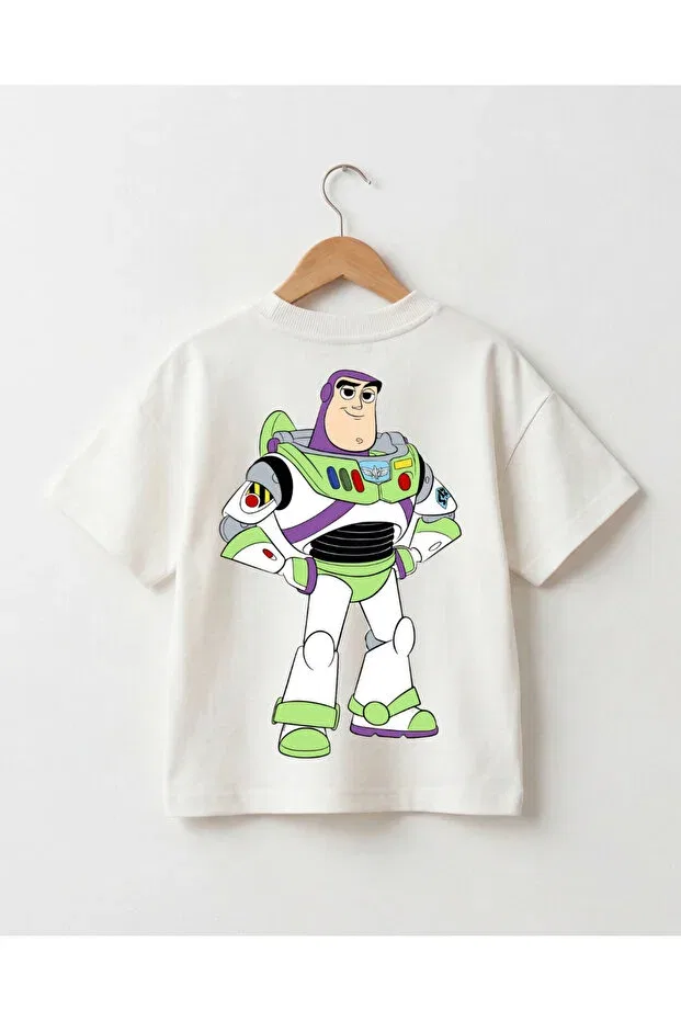 Детская футболка оверсайз с принтом Double-Sided Printed Unisex Oversize Kids T-Shirt Babytex, Ecru — фото 4