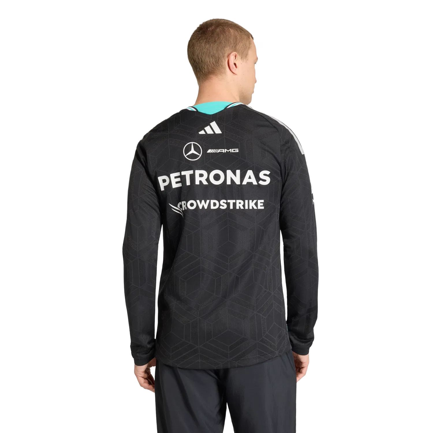 Мужская длинная футболка с V-образным вырезом Adidas Mercedes-AMG Petronas Formula 1 Team Authentic, черный — фото 3