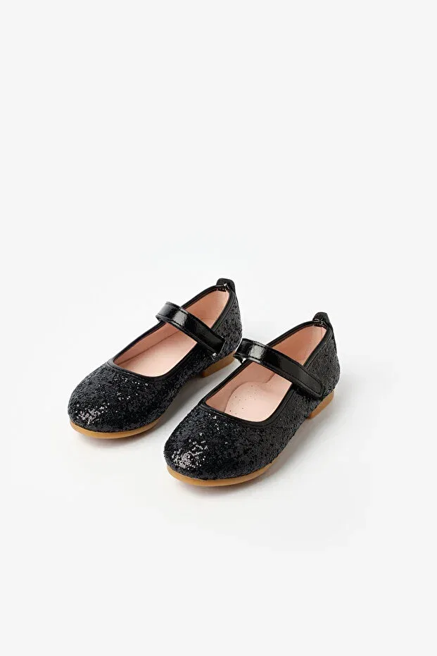Детские туфли для девочек с блестками Le Mabelle, Black
