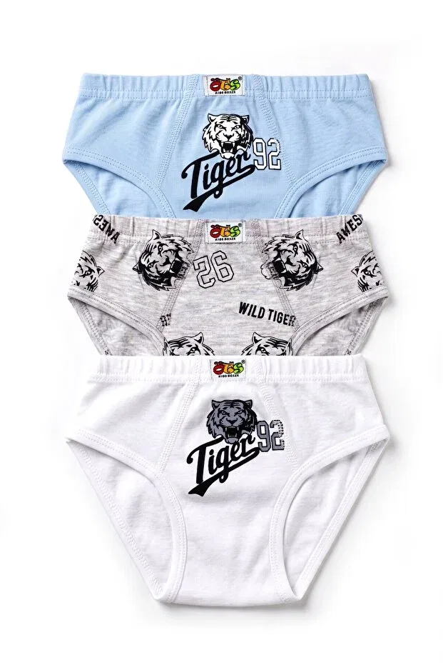 Детское белье для мальчиков хлопковое комплект 3 шт Boy'S 3-pack cotton underwear with printed breathable texture Öts, Colored