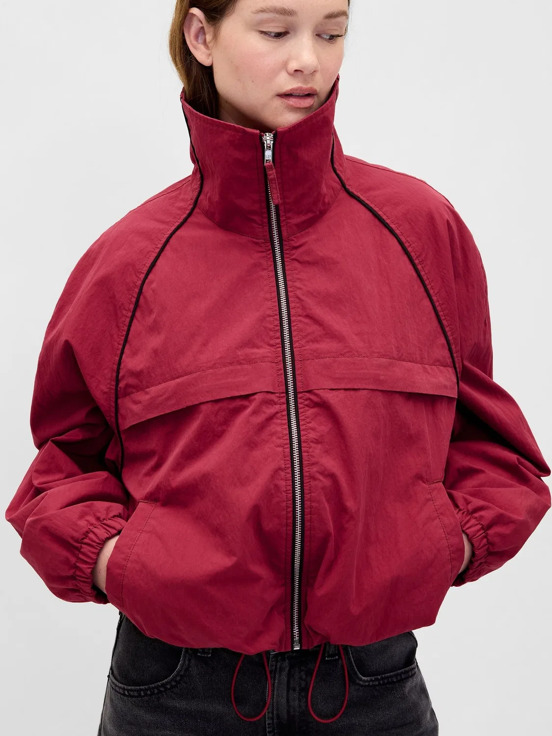 Куртка спортивная Flannel-Lined Track Jacket Gap, красный — фото 4