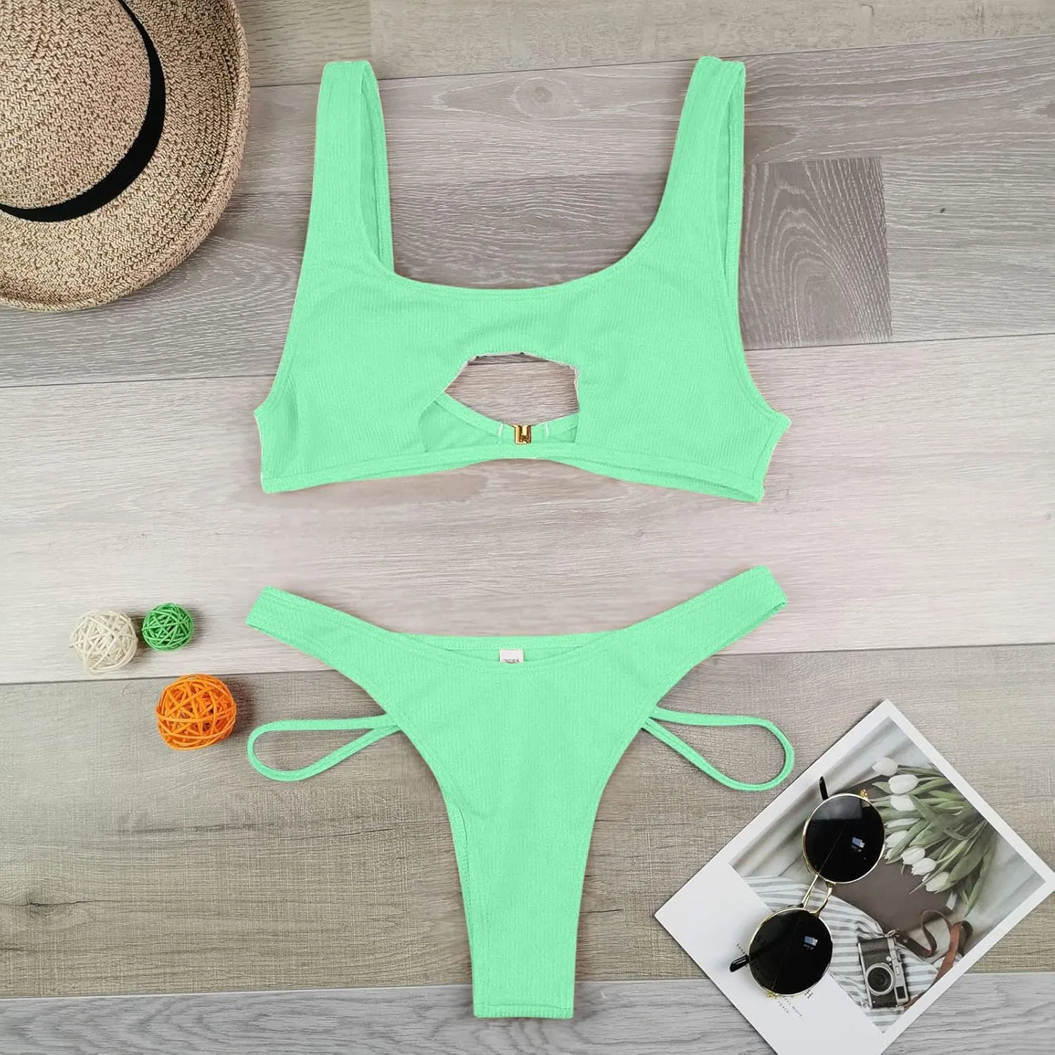 Женский бикини-комплект с завязками на спине Mint Green — фото 3
