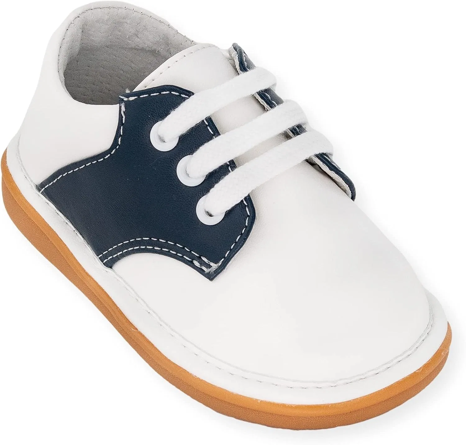 Детские туфли оксфорды со съемным пищалкой Wee Squeak, Saddle Oxford Navy