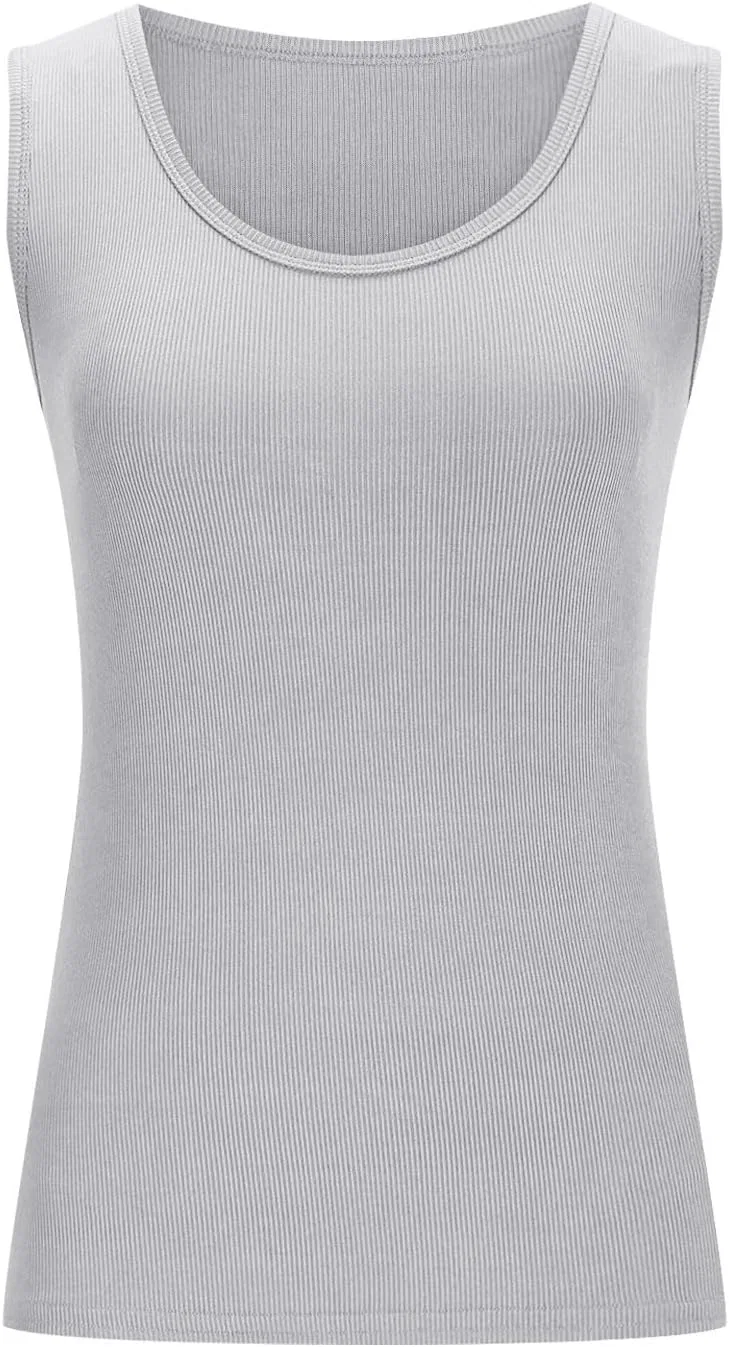 Женский топ на тонких бретелях с квадратным вырезом Ribbed, Gray — фото 4
