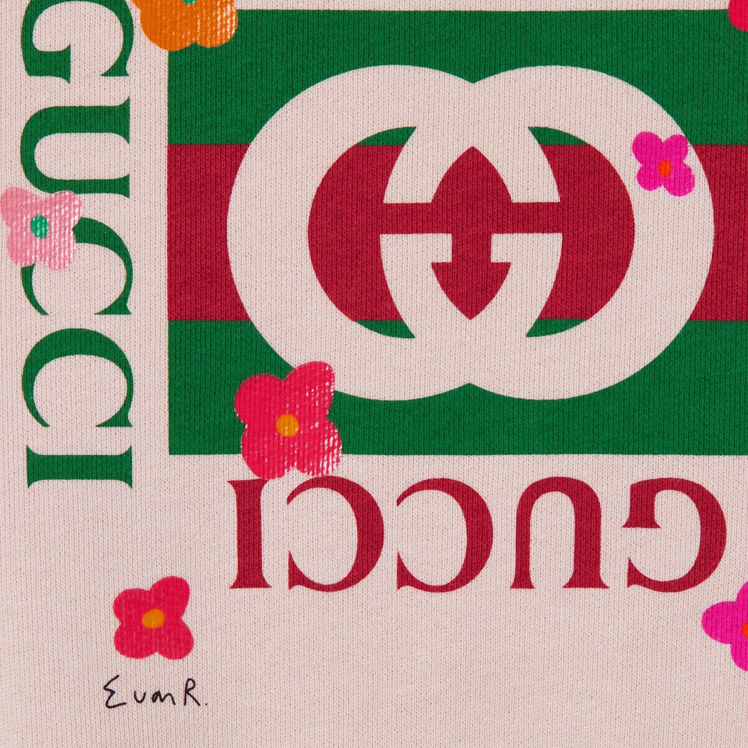 Детский хлопковый свитшот с принтом GUCCI, светло-розовый — фото 3