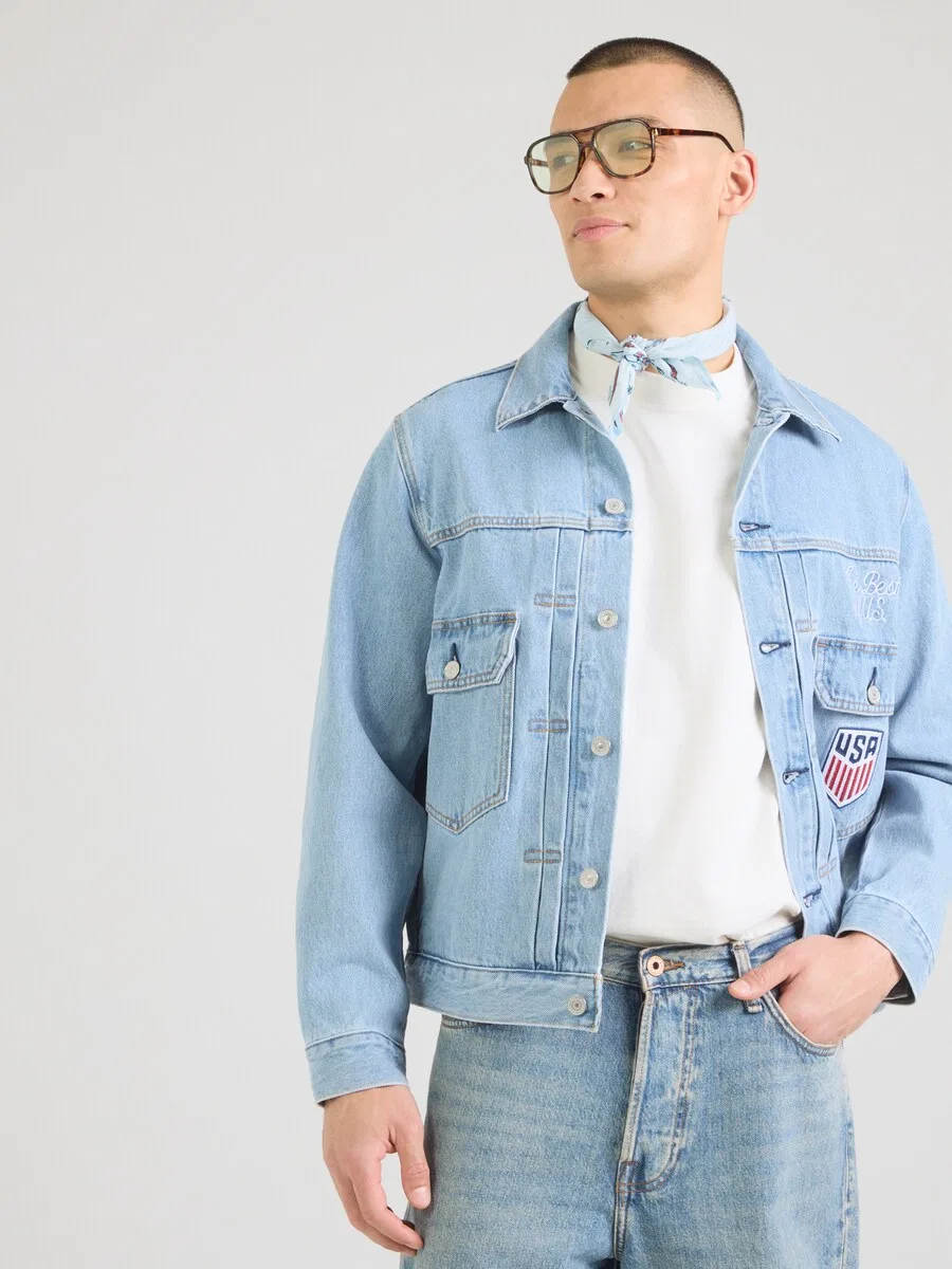 Куртка LEVI'S Between-Season Jacket 'US Soccer Type II' в темно-синем и светло-голубом цветах — фото 4