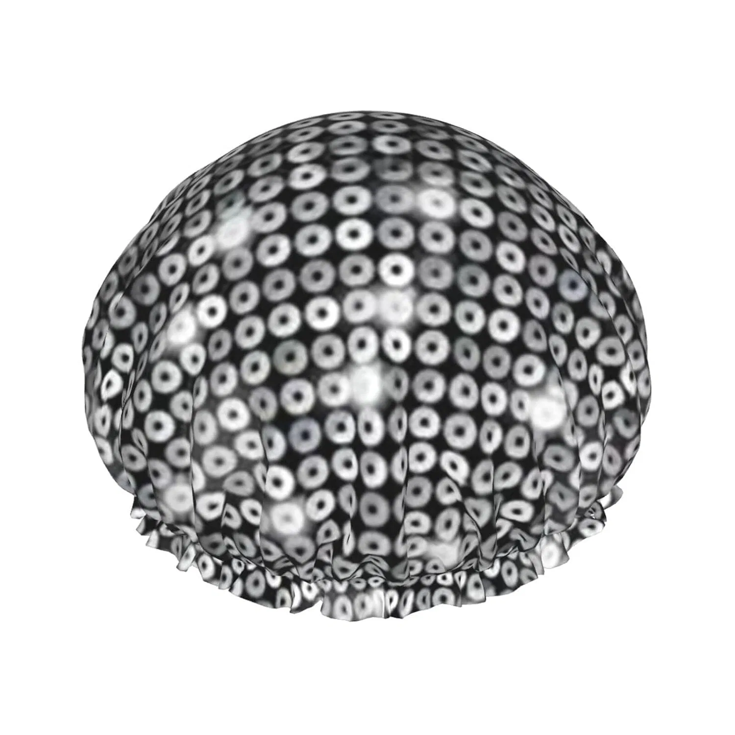 Шапочка для душа AROONS, Silver Sequins Glitter Pattern Print, Reusable Double Layer
