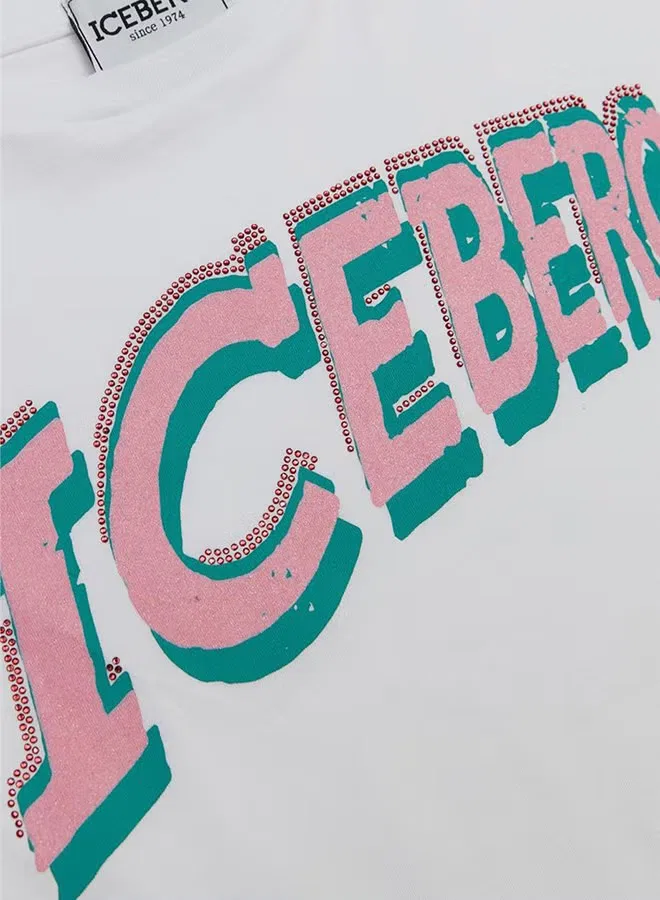 Футболка с принтом Iceberg, белая — фото 3
