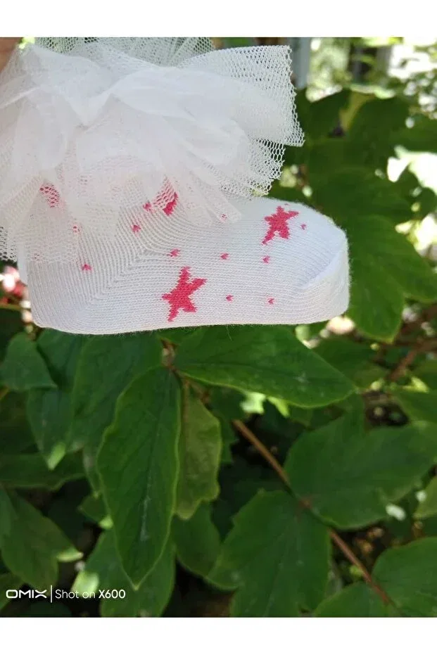 Детские носки с принтом Star Pattern Tulle Atolye Ferda, Fuchsia - White — фото 2