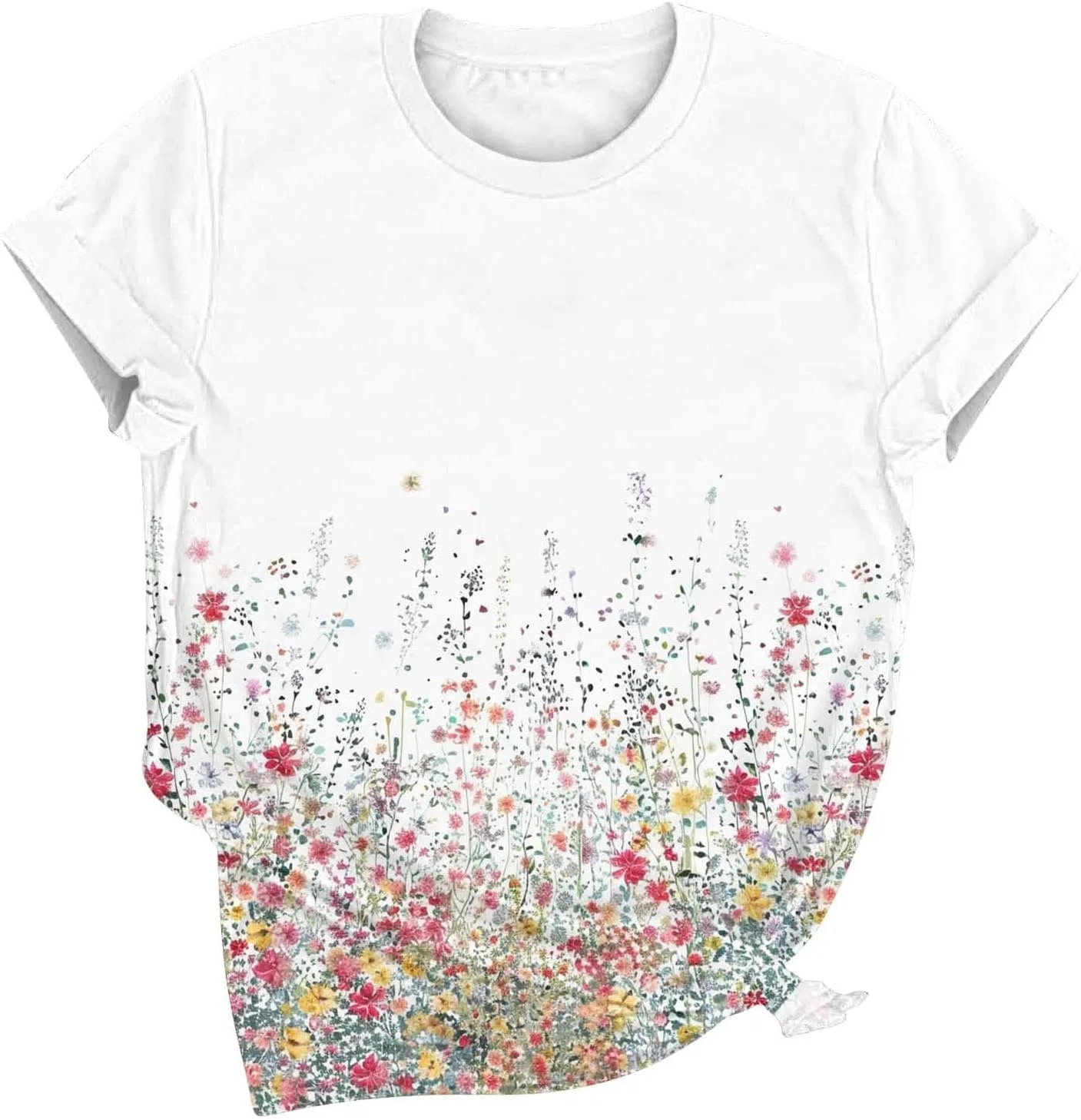 Женская футболка с цветочным принтом, Cotton 7#multicolor — фото 2