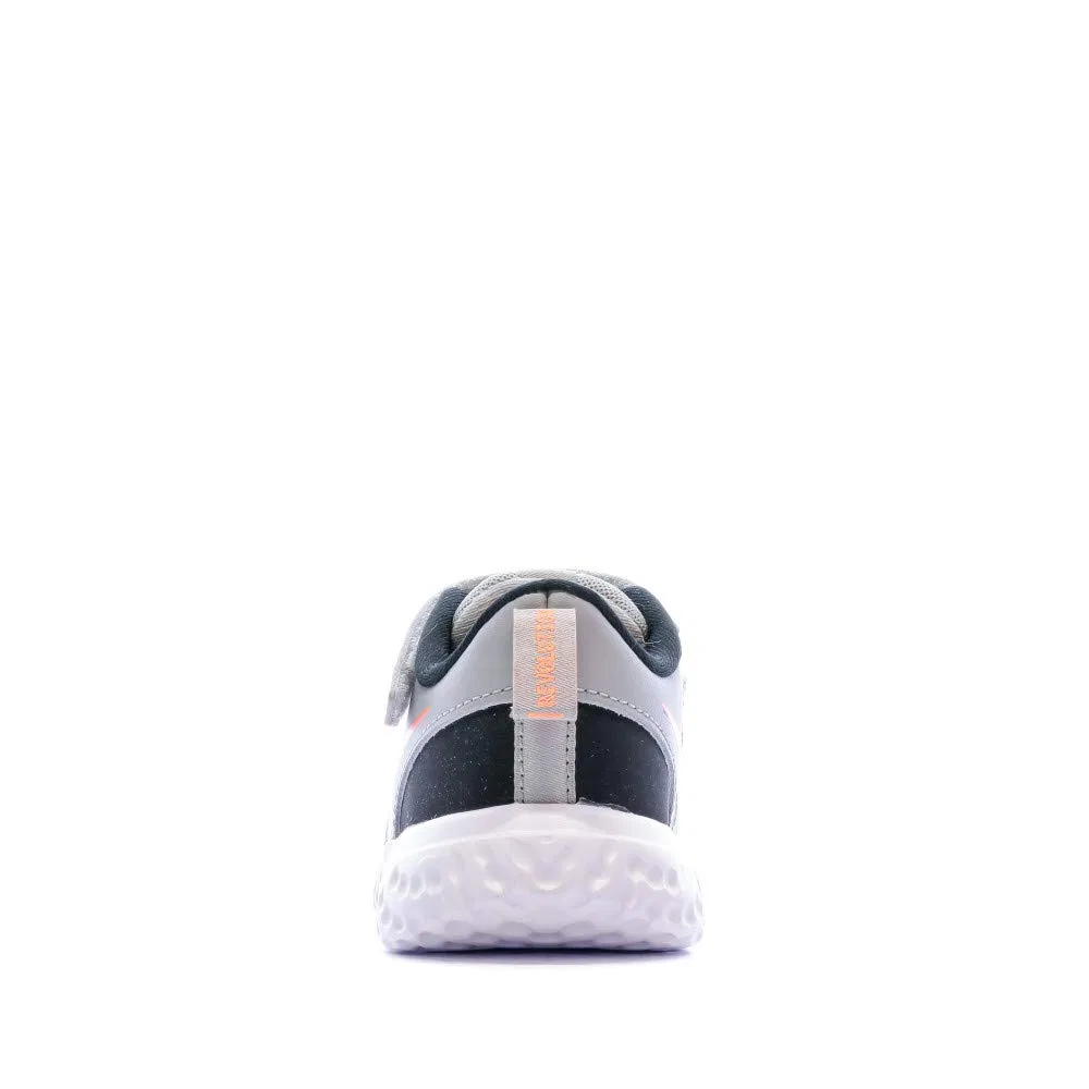 Детские кроссовки для мальчиков с шнуровкой Revolution 5 (Psv) NIKE, Grey Smoke Grey Orange — фото 3