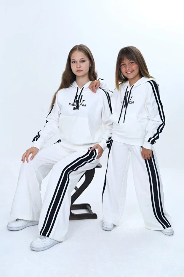 Детский спортивный комплект для девочек Oversize с капюшоном Jannock, Ecru