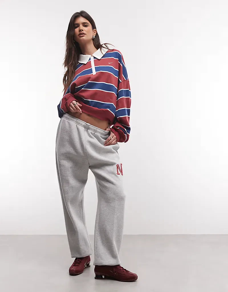 Поло с длинными рукавами Nike в полоску, бордовый и, синий — фото 2