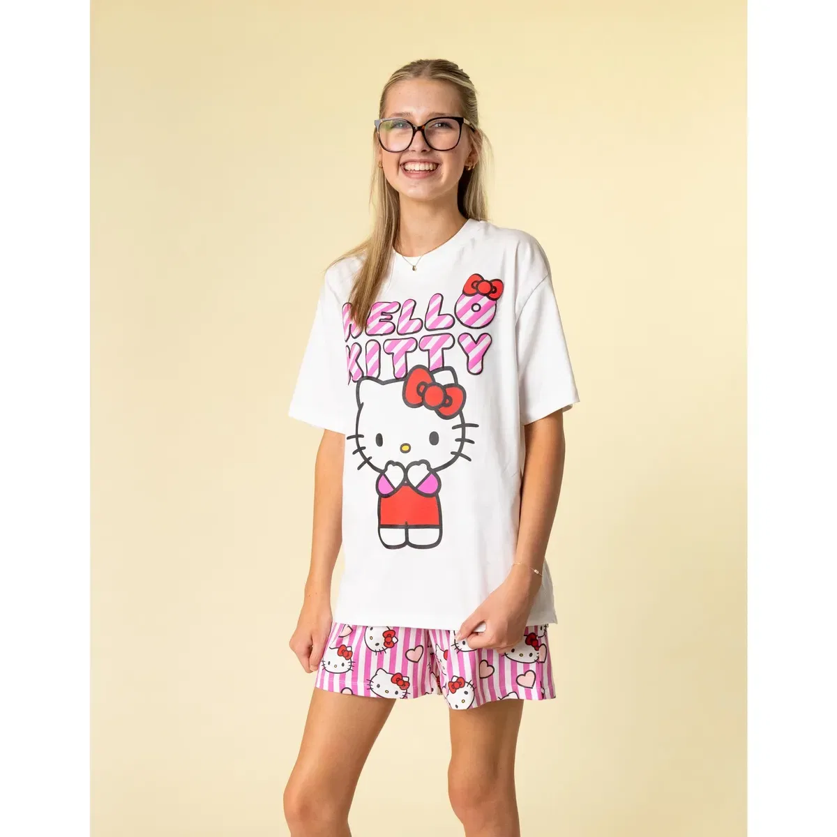 Детский комплект с коротким рукавом и короткими штанинами Hello Kitty, Pink — фото 3