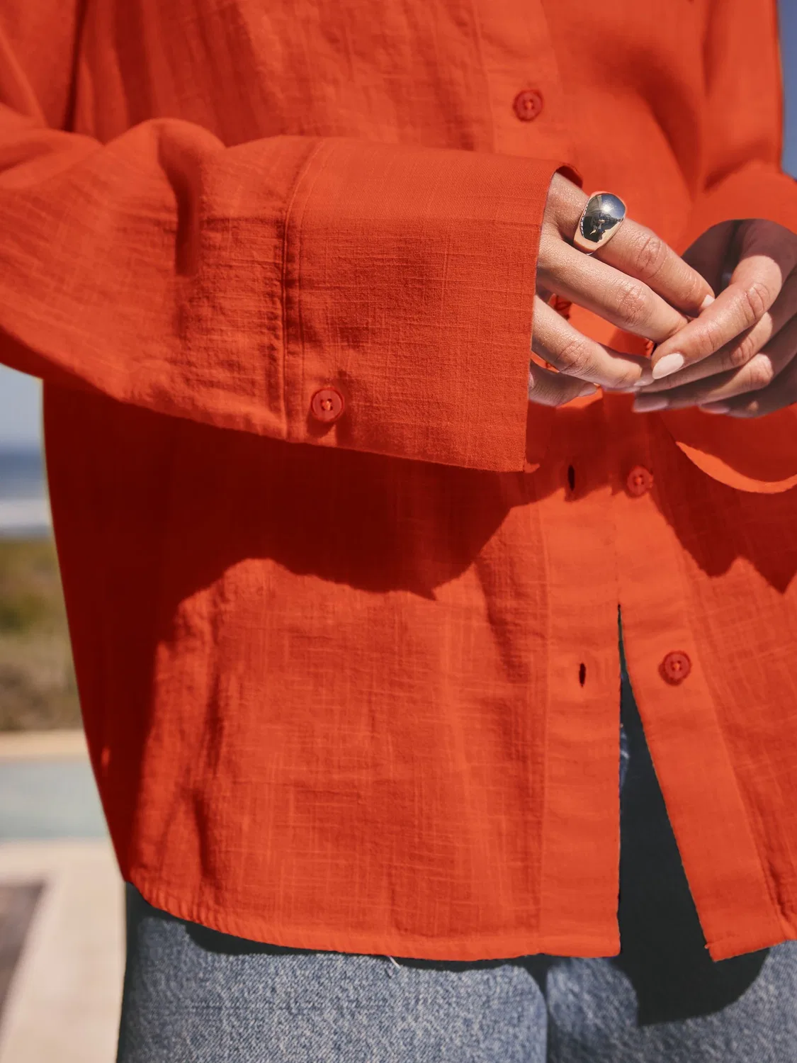 Рубашка с длинным рукавом Relaxed Fit Next, Orange — фото 3