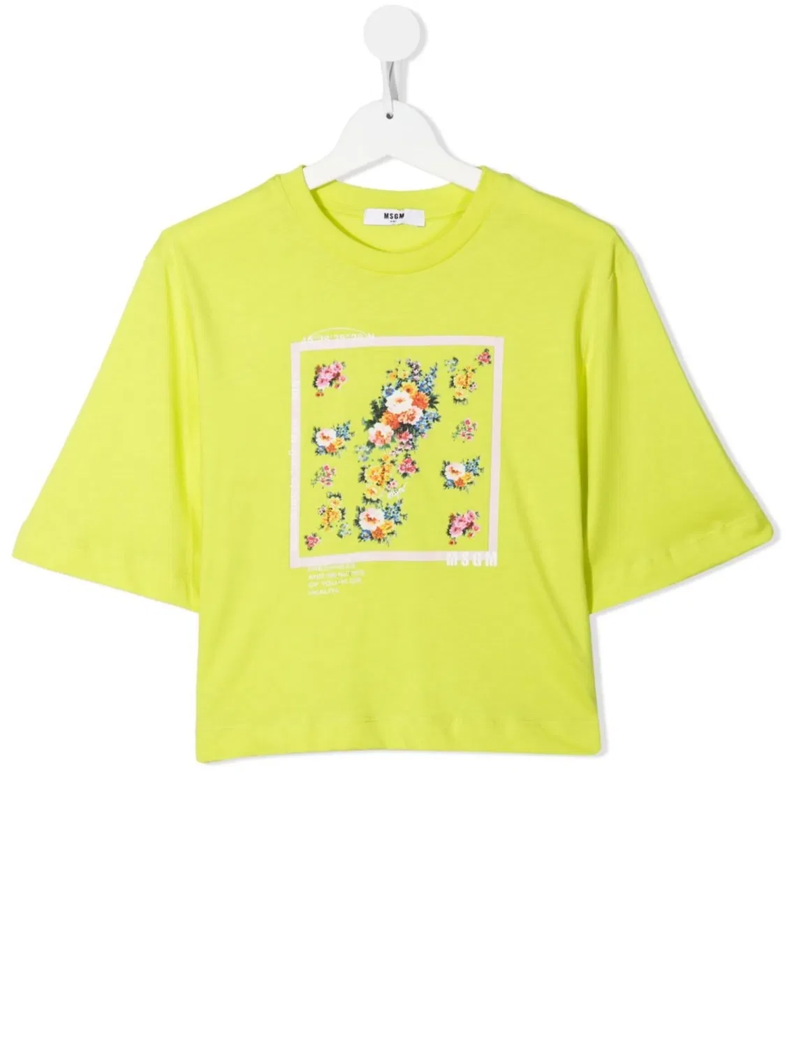 Укороченная футболка с цветочным принтом MSGM, желтый