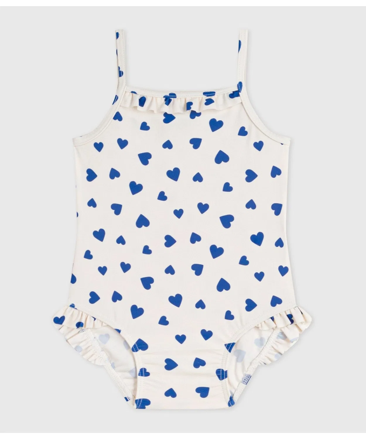 Детский купальник-платье с принтом Heart Print White Blue PETIT BATEAU, Белый/Синий — фото 3
