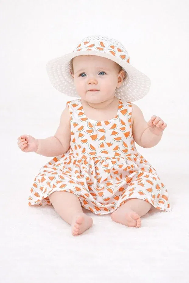 Детское платье для девочек с принтом Sweet Watermelon Print Chicsy Baby, Orange — фото 3