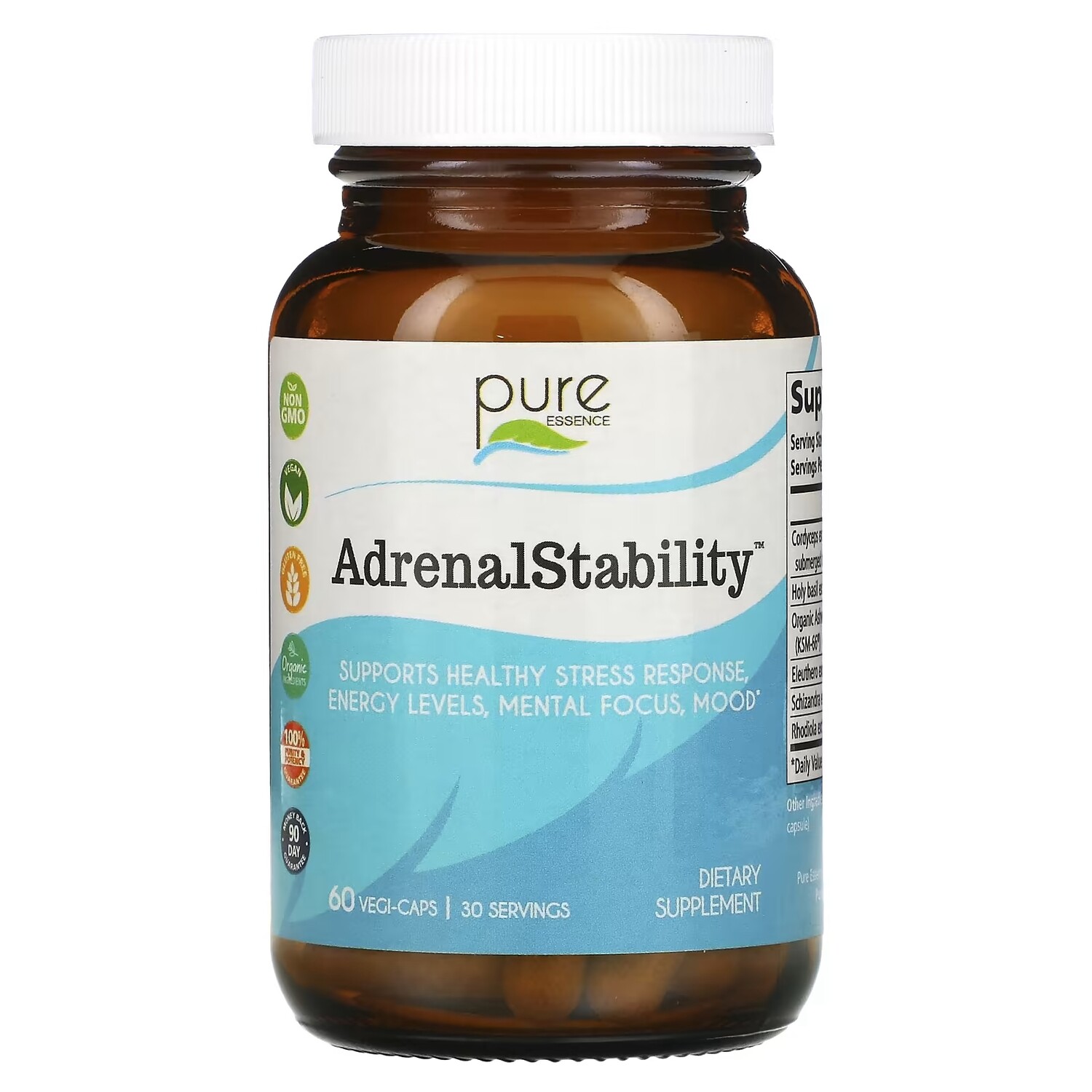 

Добавка Pure Essence Adrenal Stability, 60 растительных капсул