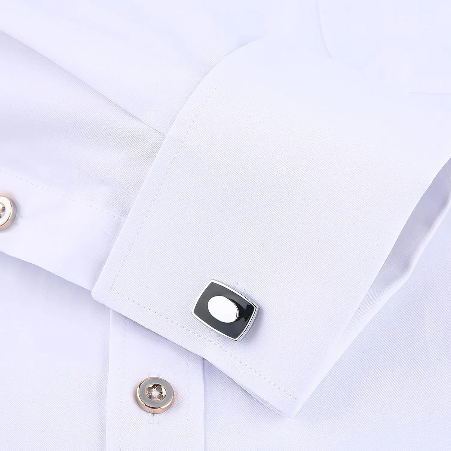 Мужская рубашка удобная дышащая повседневная сорочка Slim Fit с длинным рукавом на пуговицах для ежедневной носки Generic, белый — фото 4