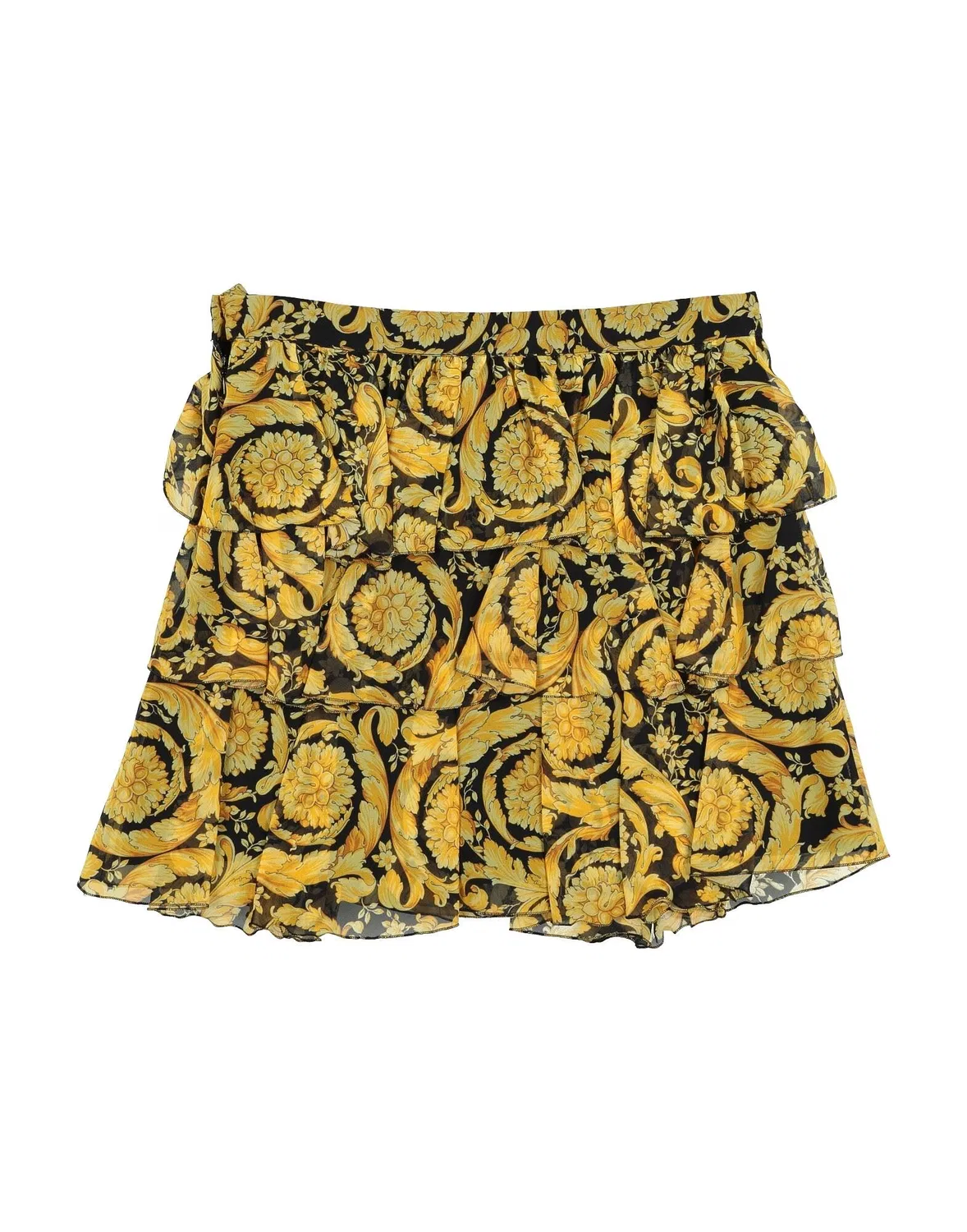 Детская юбка для девочек из шифона с принтом Signature Print Versace Young, желтый — фото 2