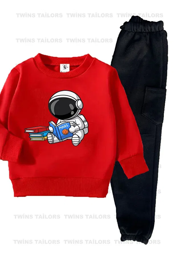 Детский комплект спортивных костюмов для мальчиков с принтом Football and astronaut Twins Tailors, Navy Blue — фото 2