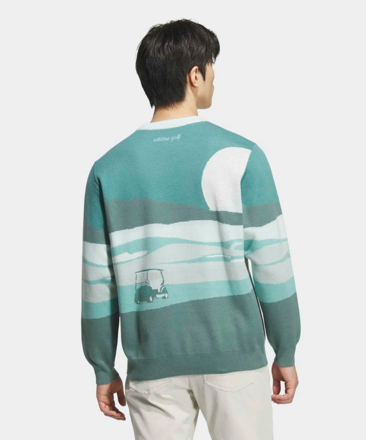 Мужской свитер с графическим принтом, с длинным рукавомAdidas Golf, Mint — фото 2