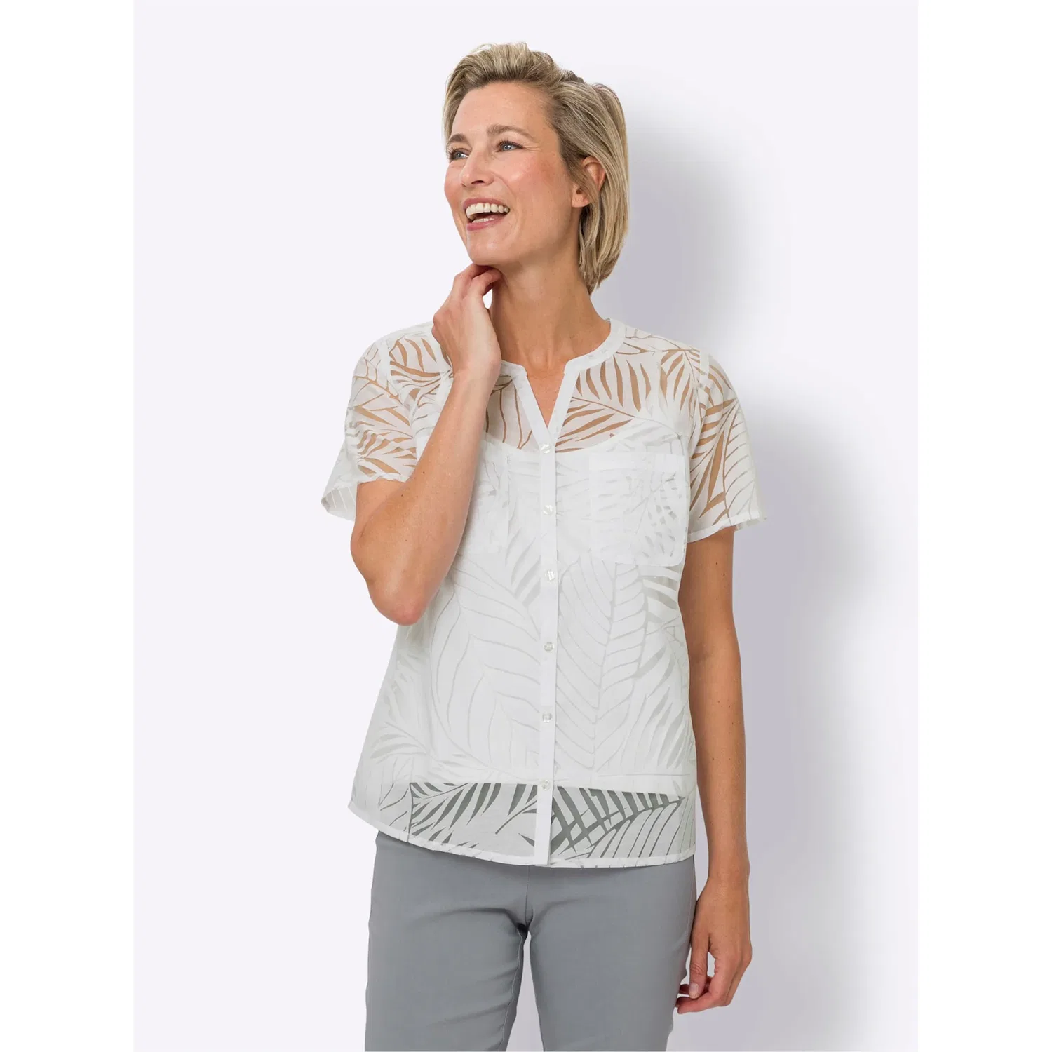 Женская блуза с коротким рукавом Classic Basics, White