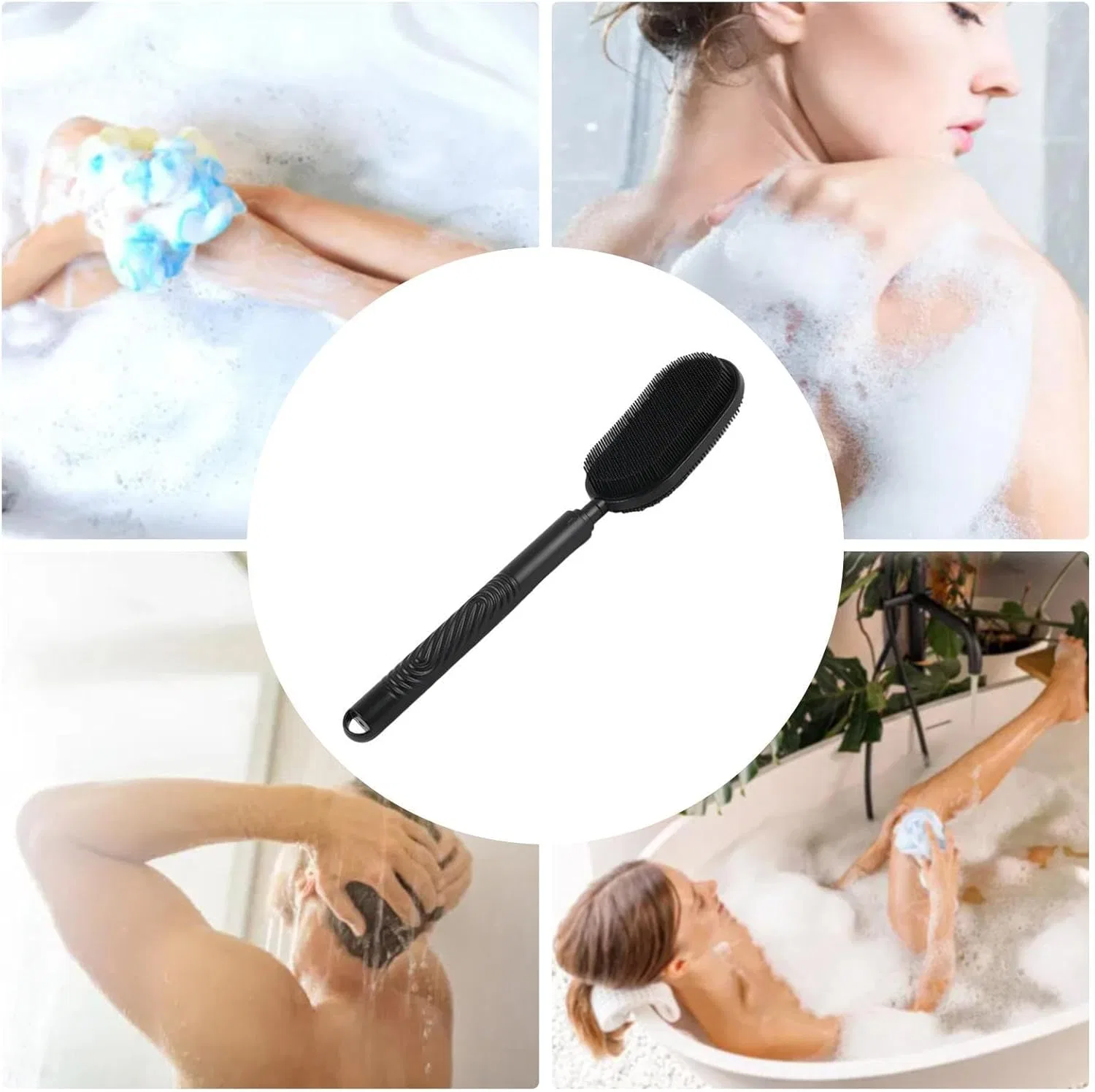 Телескопическая щетка для душа, Silicone, 37 см, Schwarz Generisch — фото 3