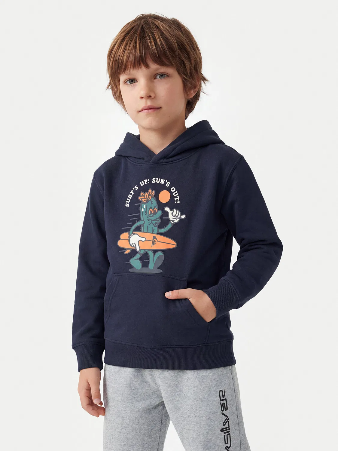 Толстовка стандартного кроя для мальчика Graphics Quiksilver, темно-синий