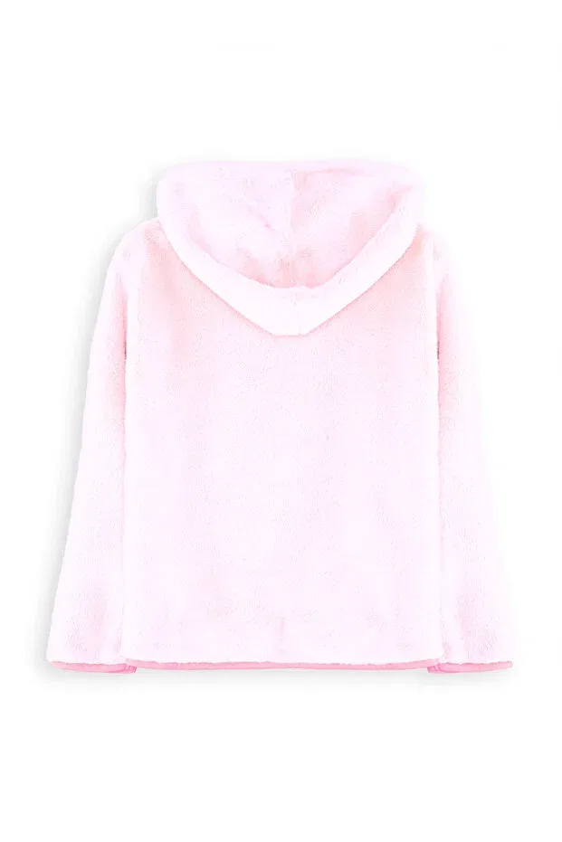 Детское пальто для девочек с принтом Pink Plush Coat With Heart Pockets Denokids, Pink — фото 4