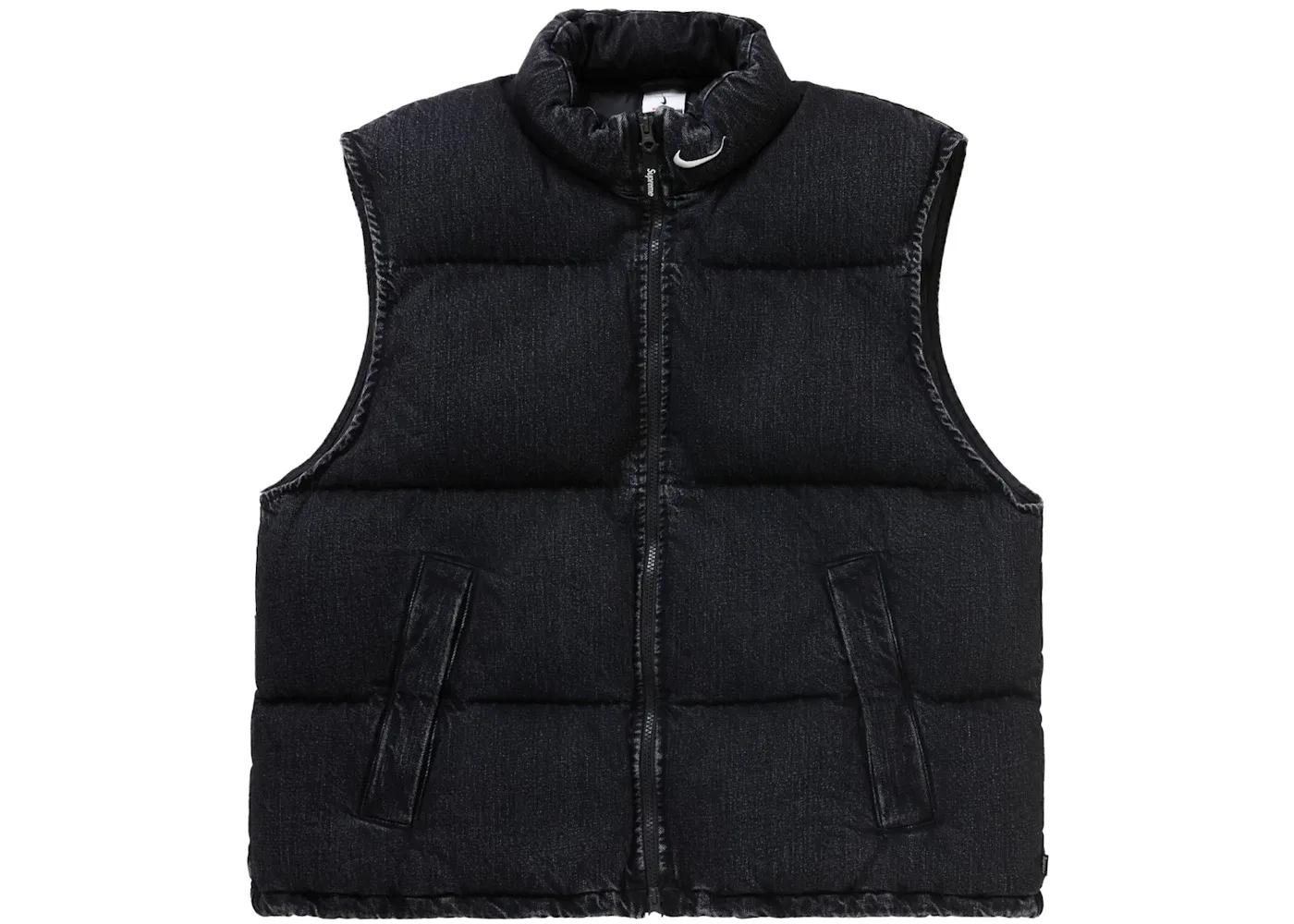 Мужской джинсовый пуховик-жилет Supreme Nike Denim Puffer Vest, черный — фото 3