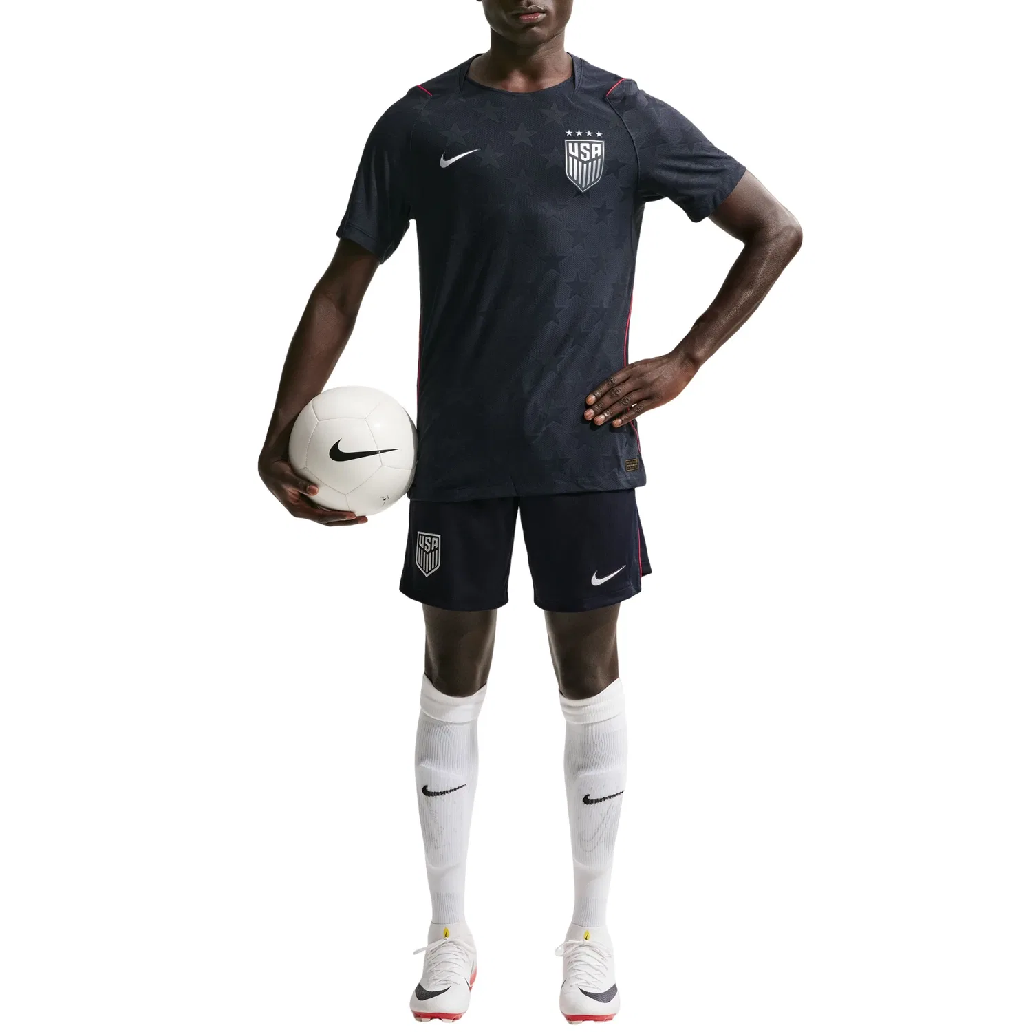 Мужская футболка Nike USWNT 2026 Match Away Aero-FIT Authentic Jersey Dark Obsidian University Red Pure Platinum, темно-синий — фото 2