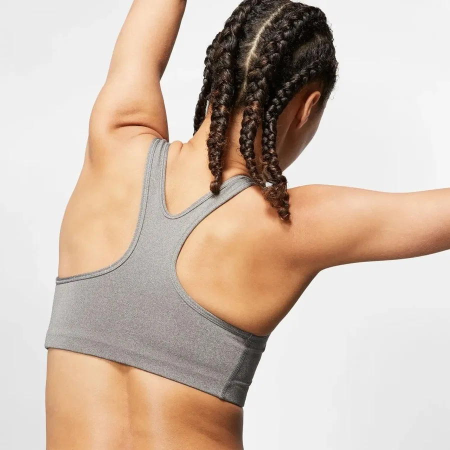 Спортивный бюстгальтер Nike Swoosh Futura, Черно-серо-серебристый — фото 4