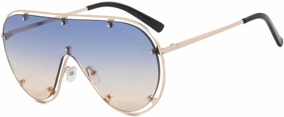 

Модные солнцезащитные очки с металлической оправой и заклепками, женские и мужские солнцезащитные очки для летнего вождения, путешествий, вечеринок, защита от УФ-излучения UV400 KTUCN, Blue Yellow