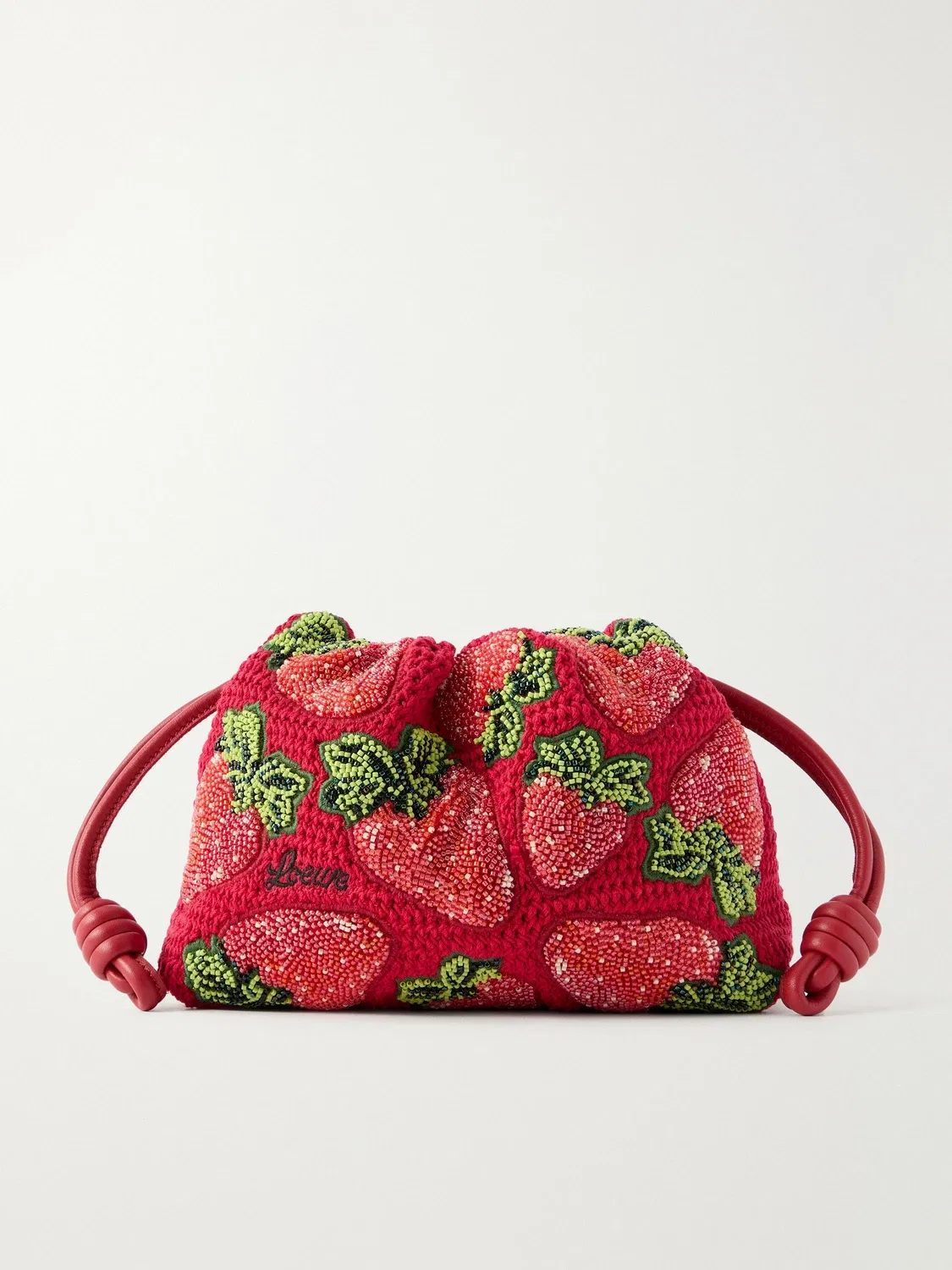 Клатч Flamenco с отделкой из кожи и бисера LOEWE + Paula's Ibiza, красный
