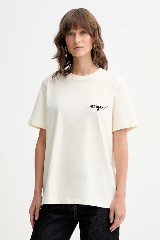 

Хлопковая футболка Msgm, бежевый