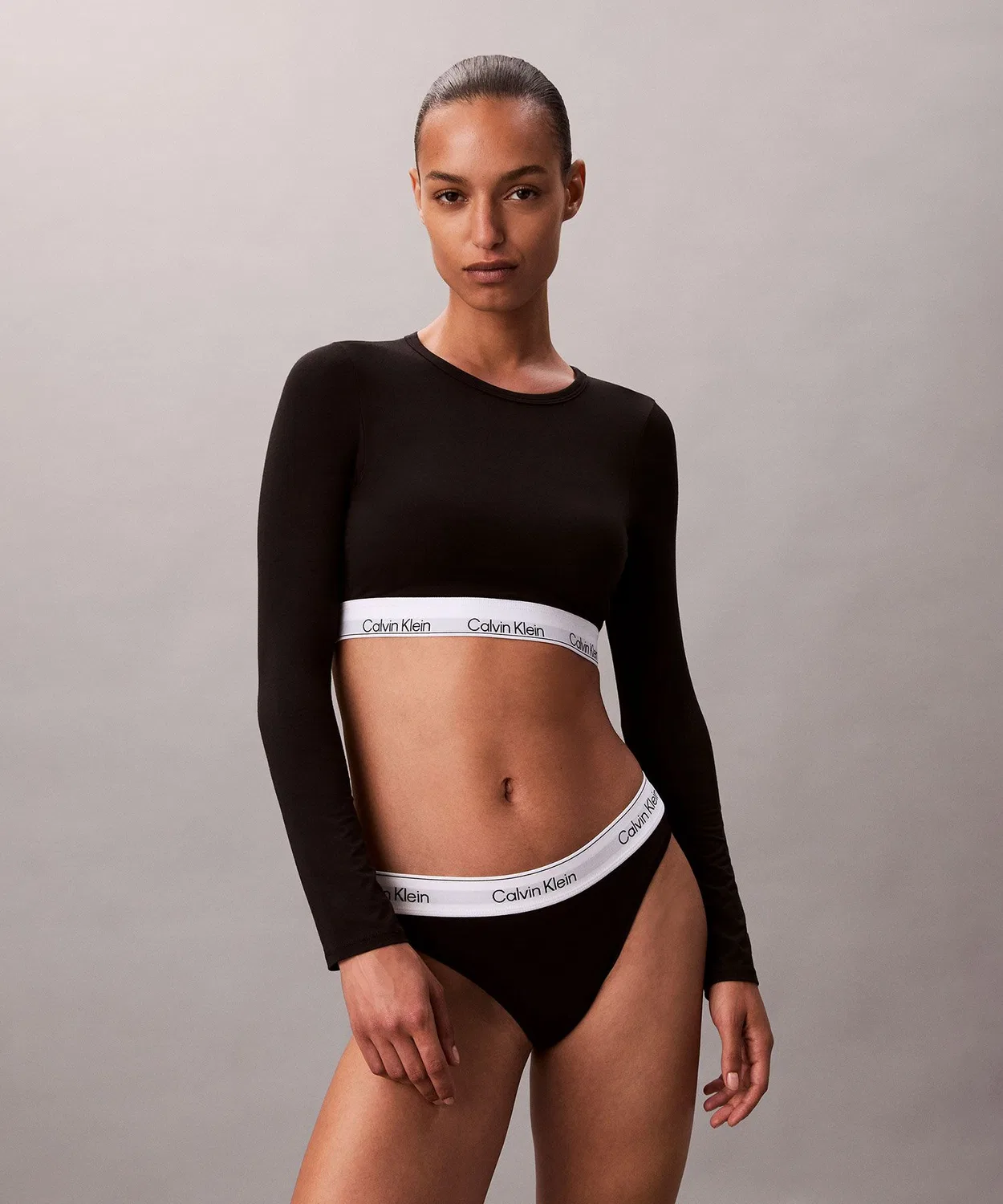 Бралетт с длинным рукавом Icon Cotton Calvin Klein, черный