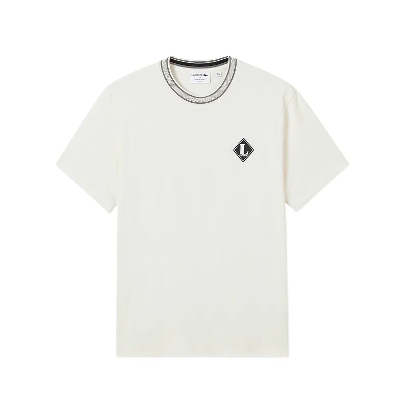 Футболка с круглым вырезом и логотипом LACOSTE, Cream White