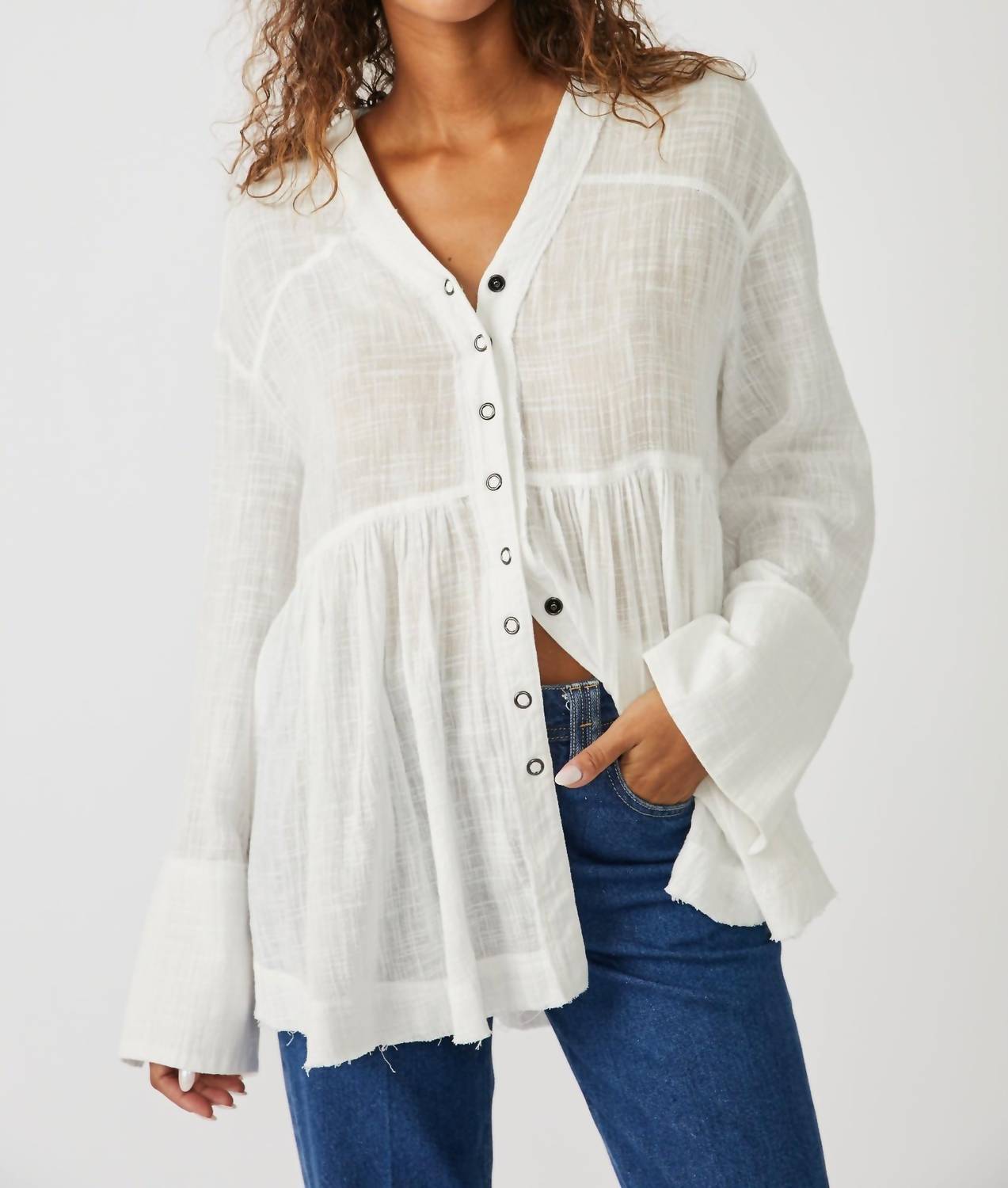 

Топ-сорочка Miles Away Babydoll белого цвета Free People