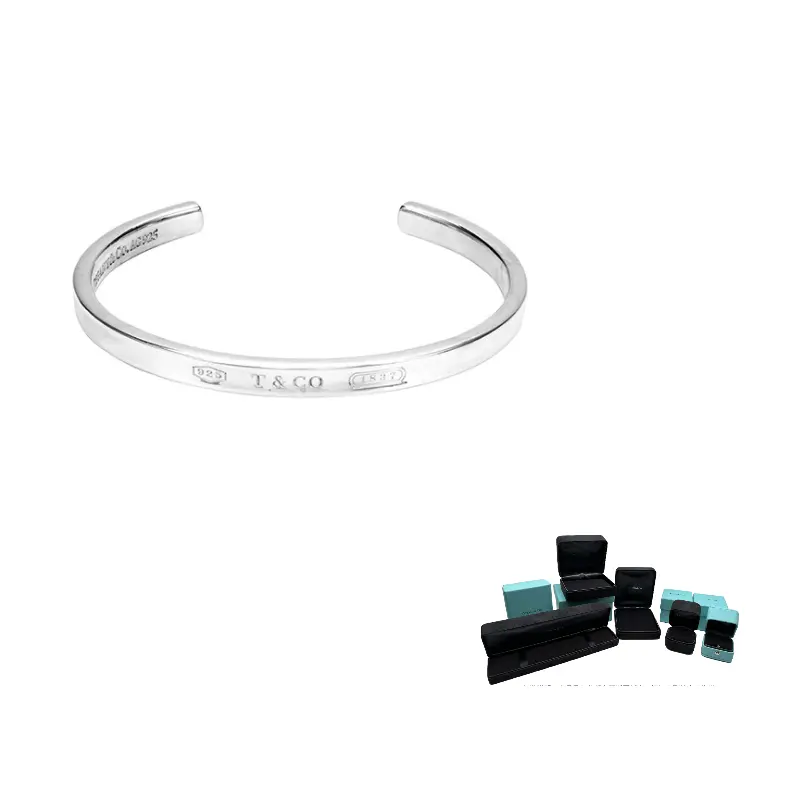 

TIFFANY & CO. Стерлинговое серебро 1837 узкий браслет-манжета