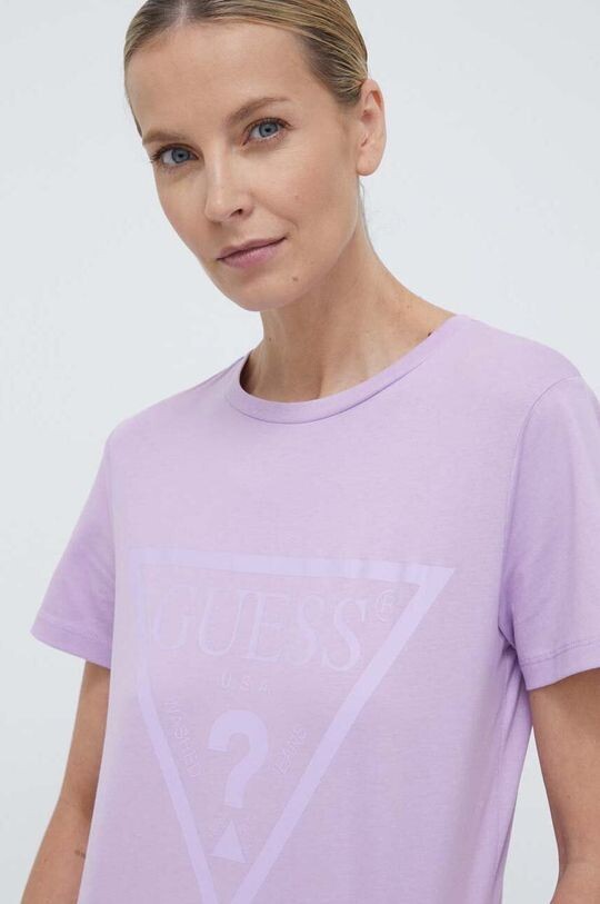 

Хлопковая футболка Guess, фиолетовый
